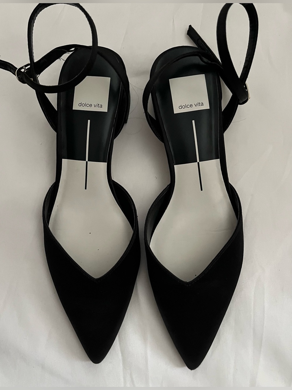 Dolce Vita Black Pointed Toe Ankle Strap Block Heels Sz 7